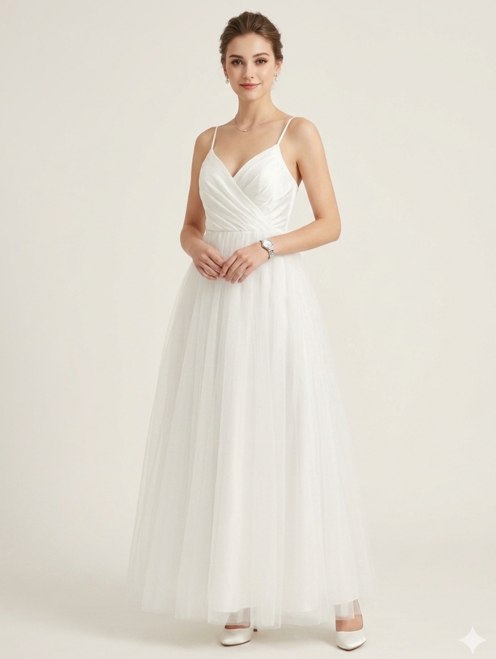 Lulus Wedding A line Tulle Maxi Dress White Silver Glitter Size M NWT